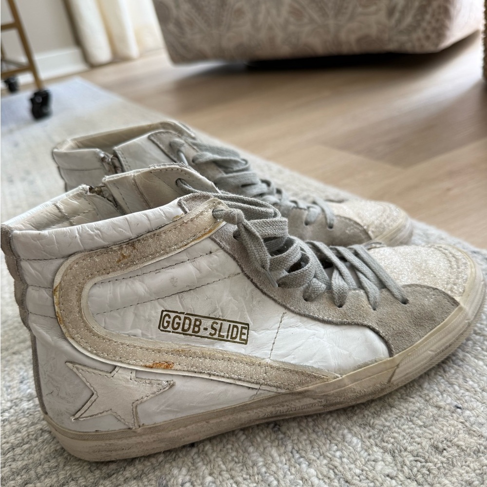 Golden Goose White & Gray High-Top Sneakers - Picture 5 of 6